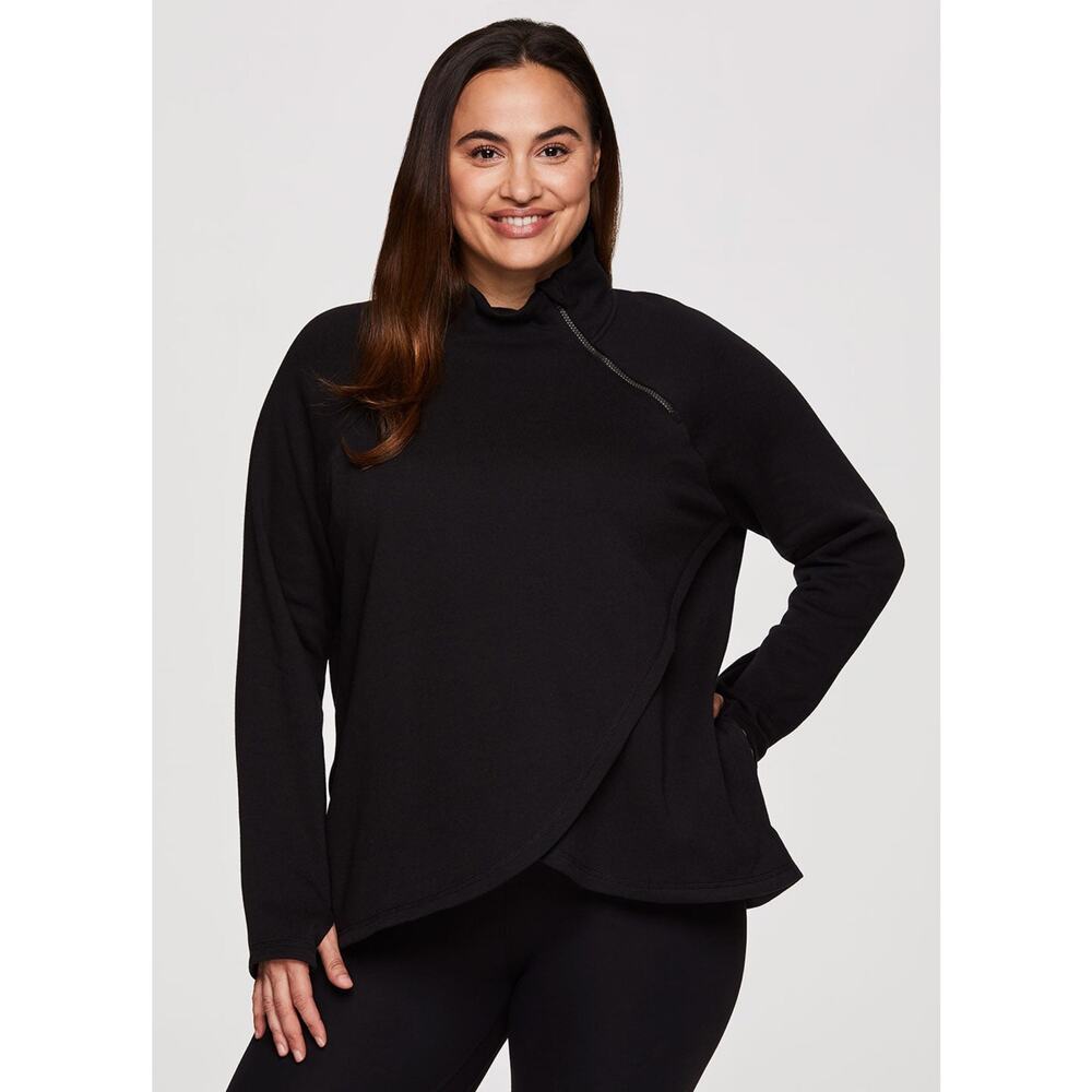 RBX Active Plus Prime Ready To Roll Fleece Zip Mock Neck Pullover Black Size 2X